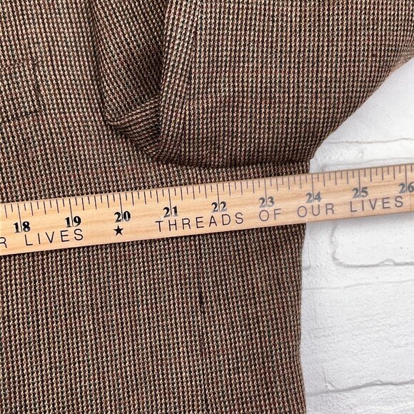 Chaps Blazer Men 46R Brown Red Houndstooth Lambswool Classic Career Jacket - Picture 10 of 15